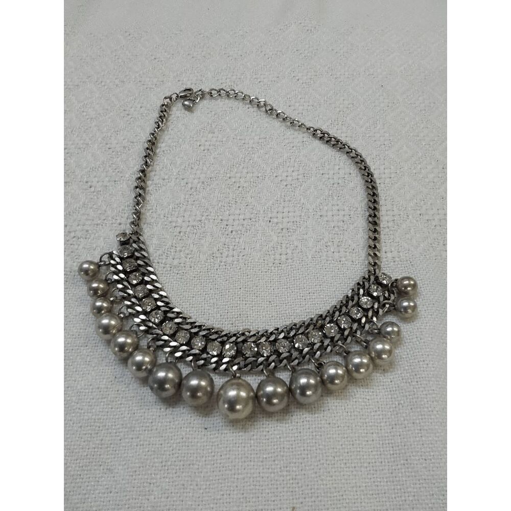 Vintage Chunky Rhinestone Bauble Bib Necklace